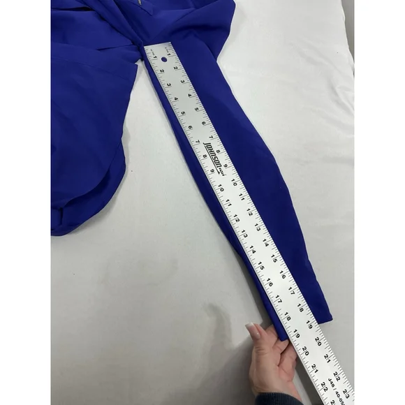 Womans Calvin Klein Button Down Blouse XS Blue Adjustable Sleeves Zip Accent - Picture 7 of 8